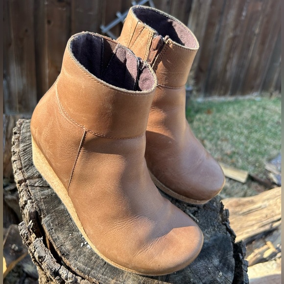 Birkenstock Papillio Ebba Brown Wedge Cork Ankle Boots Anthropologie Sz-36. C - Picture 11 of 14